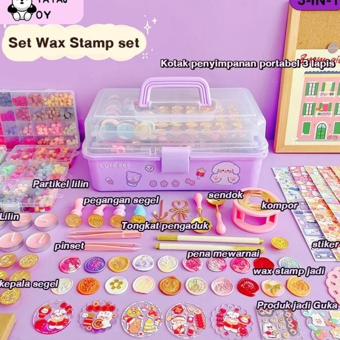 

TERMURAH - Guka Set DIY 3-In-1 Jelly Wax Fire Paint Sealing Wax Set Gantungan Kun