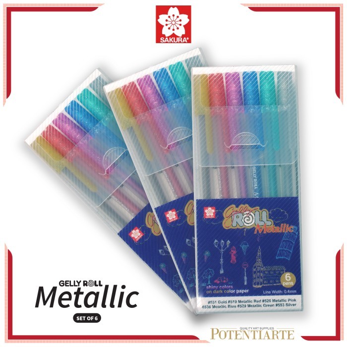 

Ready Gel Pen Sakura Gelly Roll Metallic Set 6