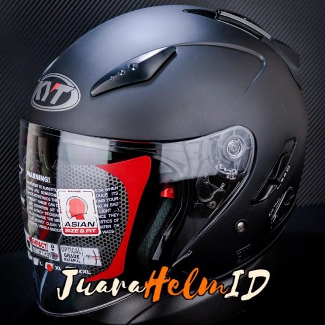 Kyt Helm Galaxy Slide Flat R Visor / Black Doff / Double Visor Barangbaru
