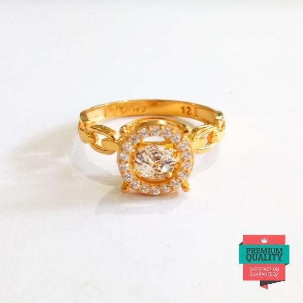 Grosir Cincin dancing stone elegant emas asli Elegan