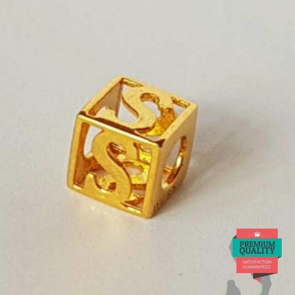 Murah liontin emas asli kadar 875 huruf s square Keren