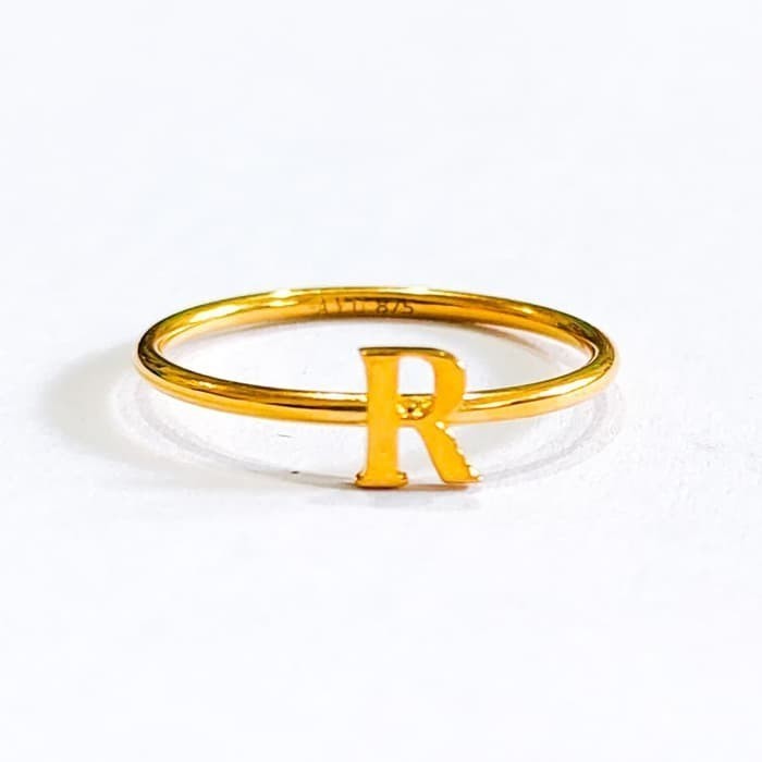 Murah Cincin Ayu Huruf R Elegant Emas Asli Elegan