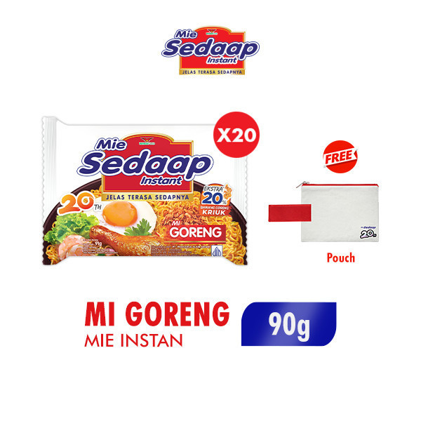 

Sedaap Mie Instan Goreng Bag 90 gr x20 free Pouch