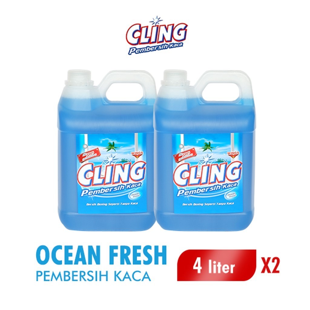 Cling Biru Pembersih Kaca Jerigen 4 Liter x2