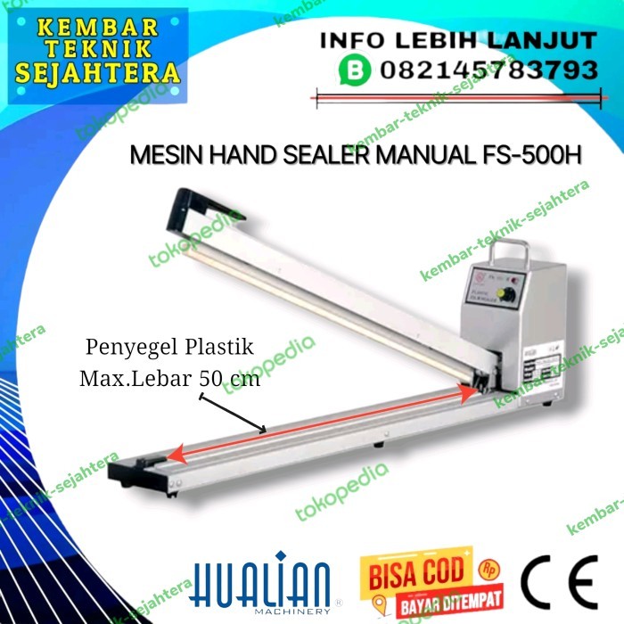 Mesin pres lem perekat sealer plastik hand sealer 50 cm
