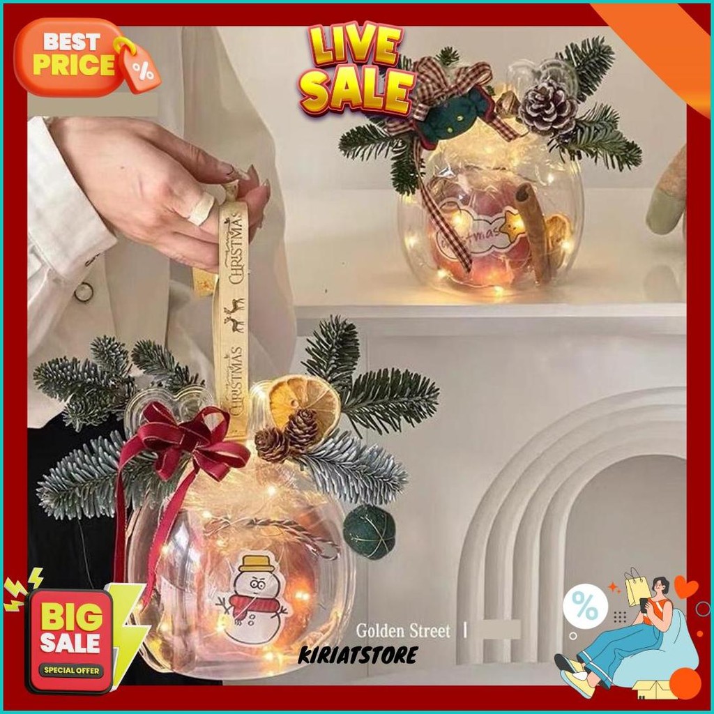 

Kotak Hampers Natal Bola Transparan Rusa Dome Cookies Christmas Box Mika Kilat