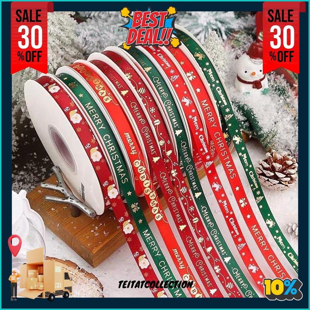 

(Harga Per 15Meter) Pita Natal Pita Kado Natal Lebar 1Cm Pita Merry Christmas Promo