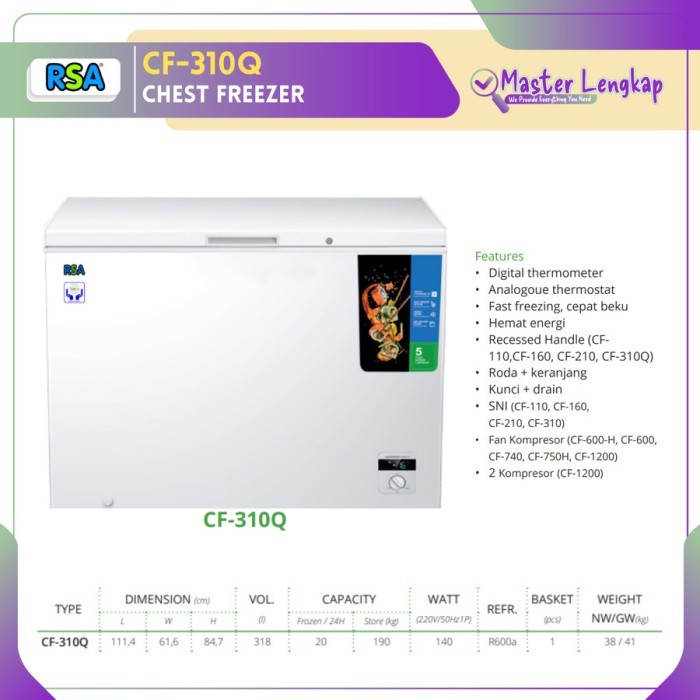 RSA CHEST FREEZER CF-310Q / CF310Q / CF 310Q