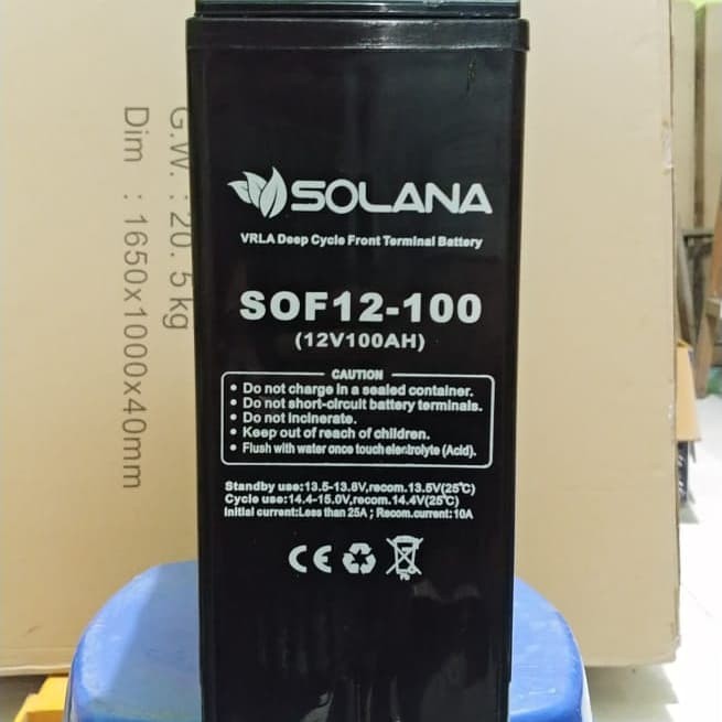 aki vrla 12v 100ah front terminal solana