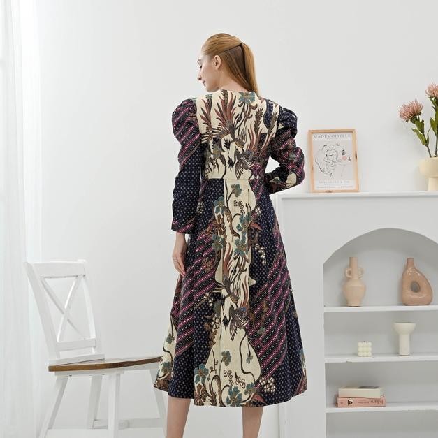 Dress Batik 258 UP/ Batik Wanita Modern/ Dress Batik Panjang