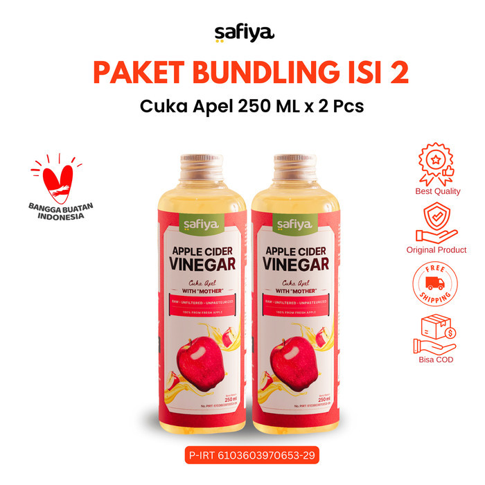 

SALE Safiya Paket Isi 2 Cuka Apel 250 ML Murni Apple Cider Vinegar With Mother Detox
