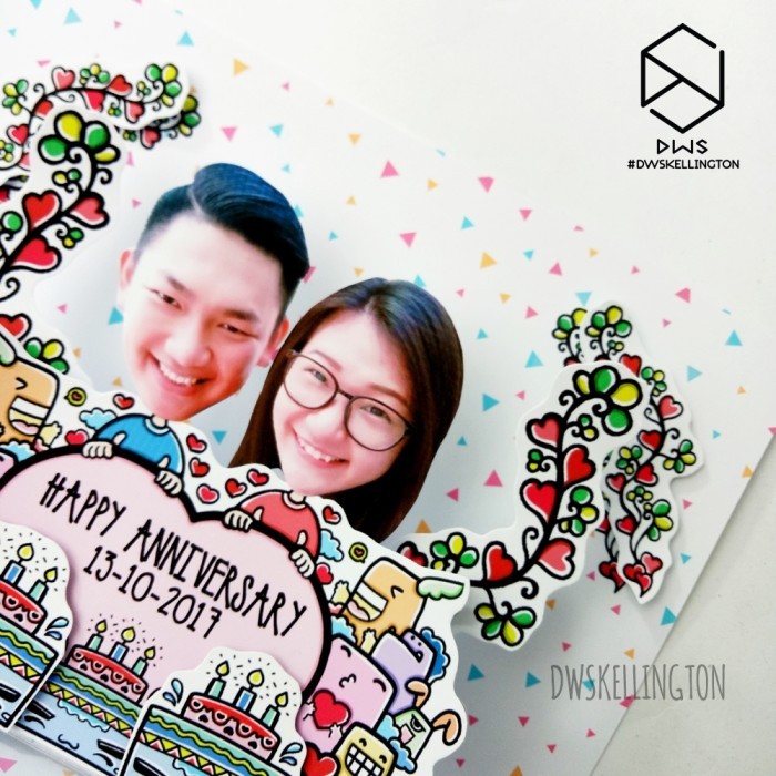 

Tersedia Kartu Ucapan Birthday Doodle Art Couple Pop Up Card Custom