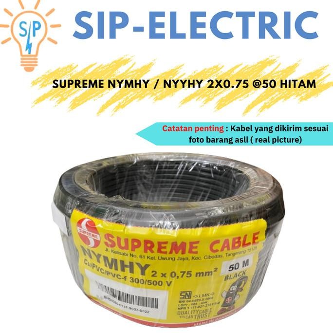 BEBAS ONGKIR - KABEL SUPREME NYMHY NYYHY 2X0.75 MM SERABUT HITAM 2X0,75 1ROL 50METER