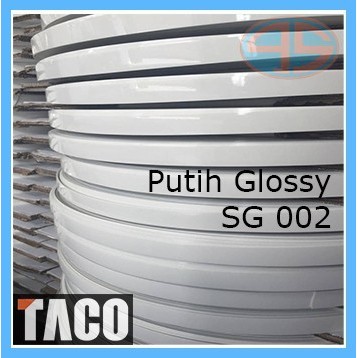 (50 MTR) TACO Edging Warna PUTIH 002G GLOSSY KILAP Hpl pelapis pinggir meja