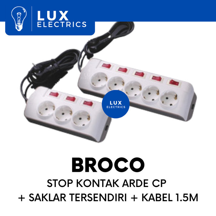Stop Kontak CP Outbow+Saklar+Kabel Tersendiri BROCO 3/4/5/6 Lubang