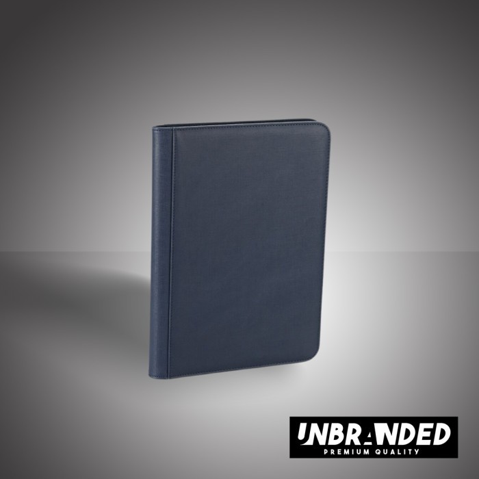 

NEW High Quality Leather Album Binder 360 3x3 Zipper Lock Navy Blue