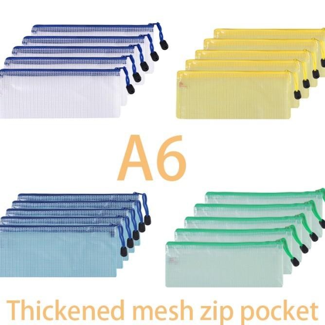 

|STAR| 5/10/20 BUAH KANTONG RITSLETING JARING TAS DOKUMEN TAHAN AIR FOLDER FILE ZIP A6 TAS PENYIMPANAN KOTAK PENSIL PERLENGKAPAN KANTOR