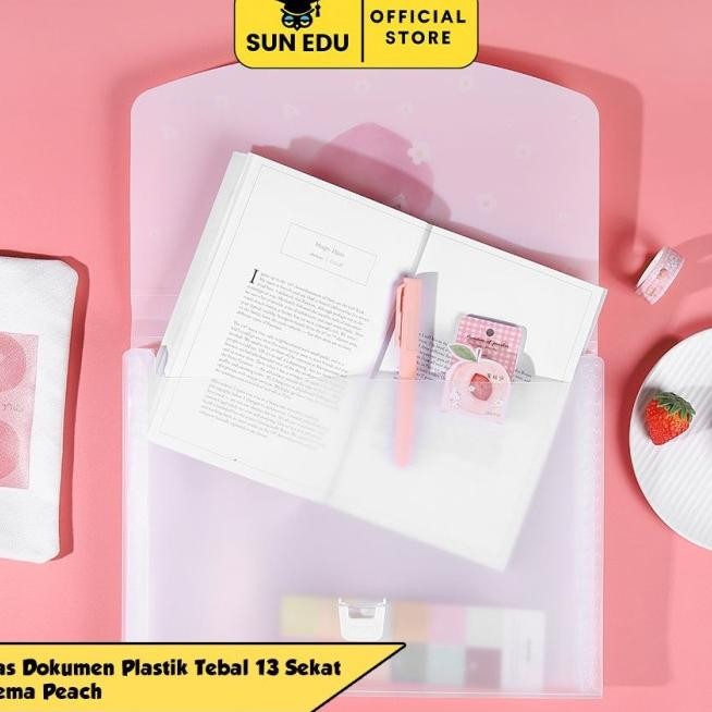

READY STOCK TAS DOKUMEN A4/ DOCUMENT KEEPER MAP FILE/ CLEAR HOLDER A4 13 SEKAT MOTIF PEACH