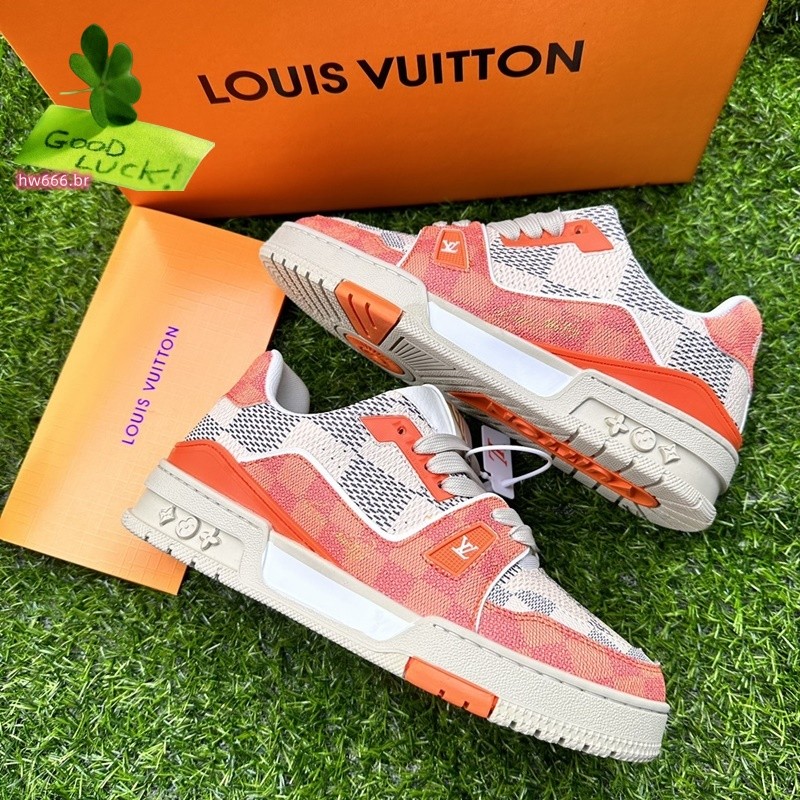 20240 Gaya Baru LV Louis Trainer 54 Putih Oranye Vuitton Potongan Rendah Gaya Korea Tennis College U