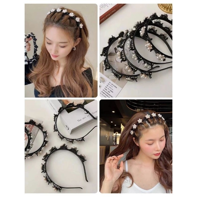 [SDW] pekanbaru/Pengikat Bandana Penjepit Rambut Wanita Cewek Bando 2in1 include Ikat Jepit