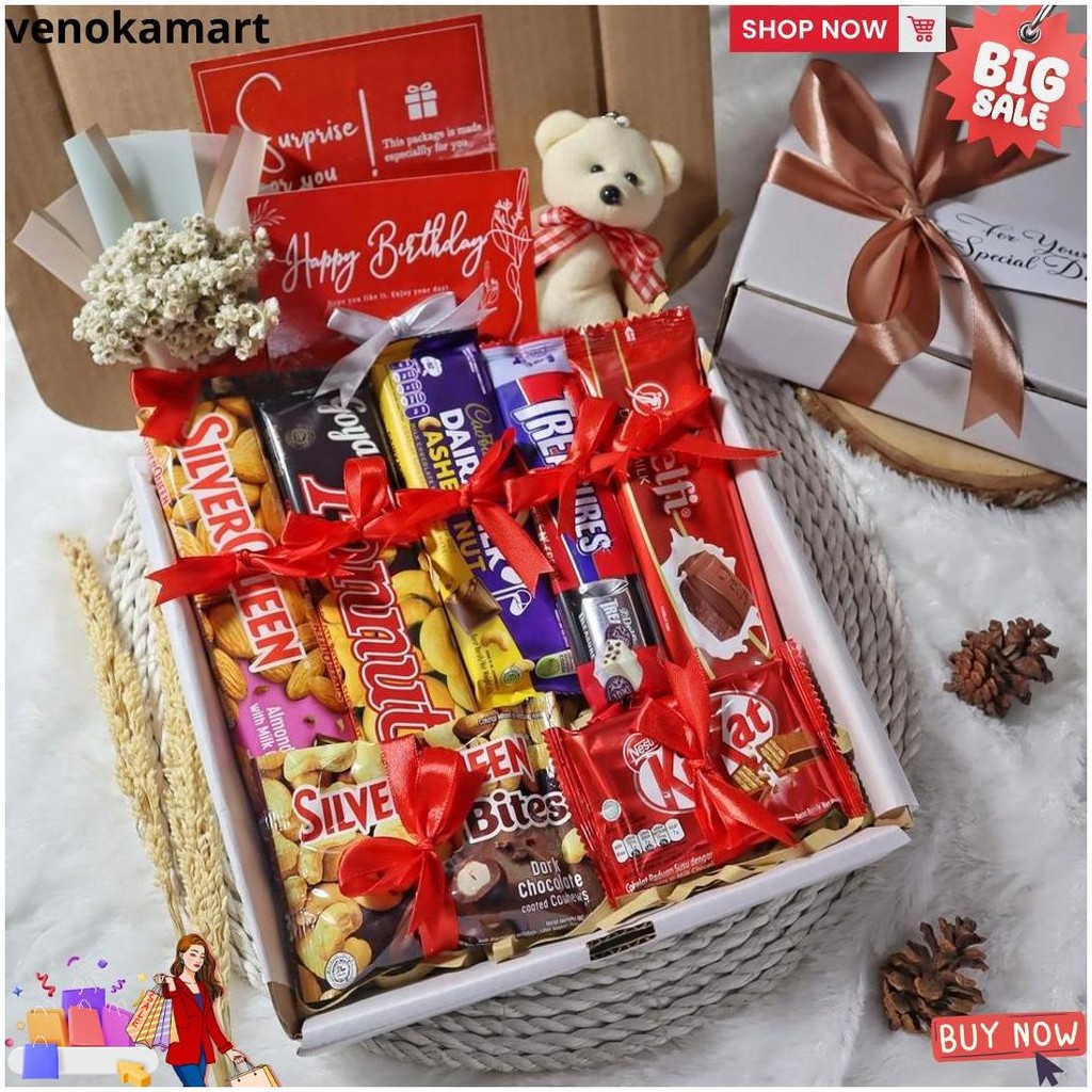 

Hampers Cokelat Premium / Kado Ulang Tahun / Hadiah Snack Cowok Cewek / Gift Ultah Pacar Wisuda D Promo Puncak