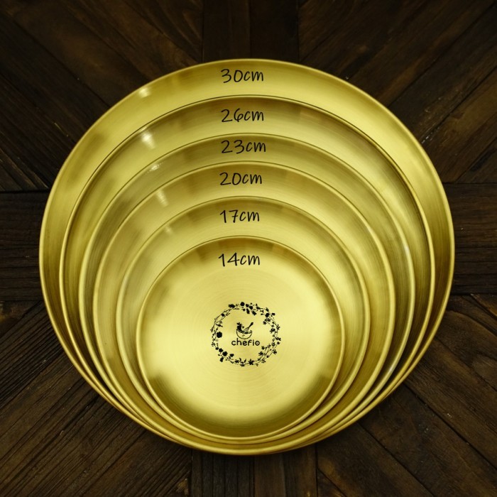 

Chefio Piring Stainless Gold / Piring Sultan Korea / Wadah Alas Saji