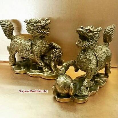 Terbaru Patung Qilin / Kilin Untuk Fengshui Bahan Logam Kuningan Padat