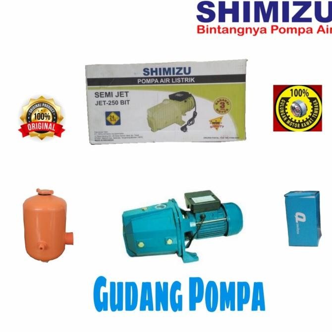 Pompa Air Shimizu Semi Jet 250 BIT Komplit dengan Tabung dan Otomatis