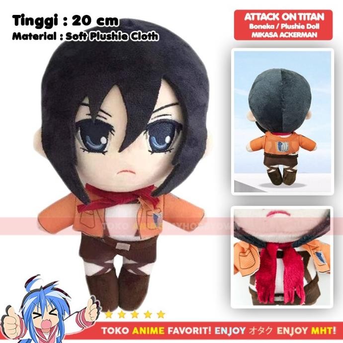 Boneka Attack On Titan AOT Levi Eren Mikasa Anime Plushie Doll