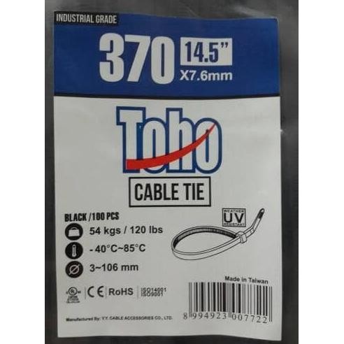 

TERMURAH - Cable Ties Black / Hitam 370 x 7.6 mm Industrial Grade TOHO