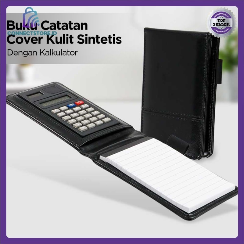 

Buku Catatan Binder Note Cover Kulit With Kalkulator-Hitam