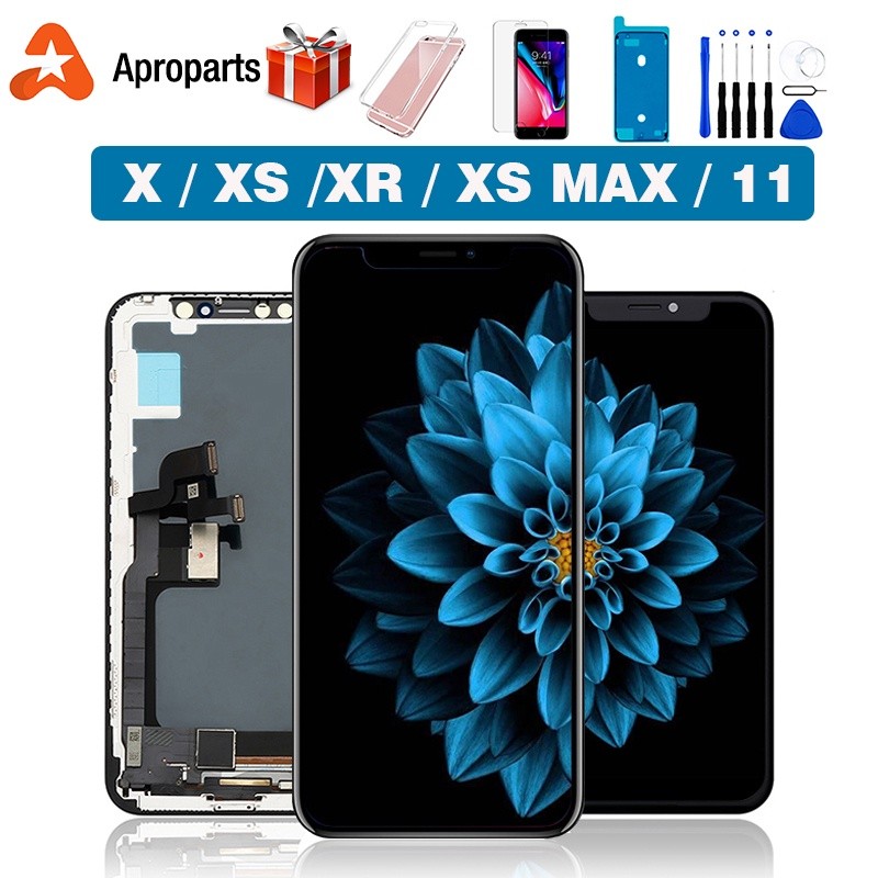 Tampilan Kualitas Tinggi untuk iPhone X XR XS 11 12 13 Pro Max LCD dengan Layar Sentuh 3D Pengganti 