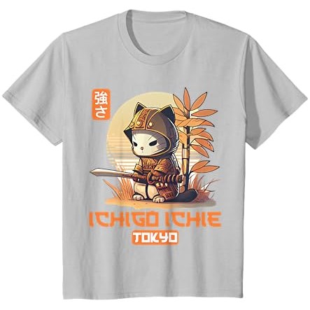 Ichigo Ichie Kawaii Samurai Cat Grafis Chibi Anime Lover T-Shirt |ilBzzRJ8|