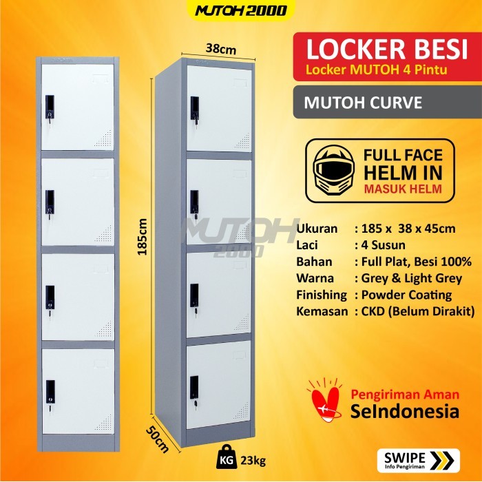 

HARGA DISC - Loker locker besi 4 pintu single full plat LS04P