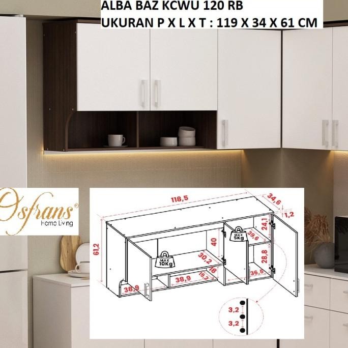 Lemari Dinding Dapur Dahlia KC WU 120 ALBA BAZ ALBABAZ ARUNA BAZ