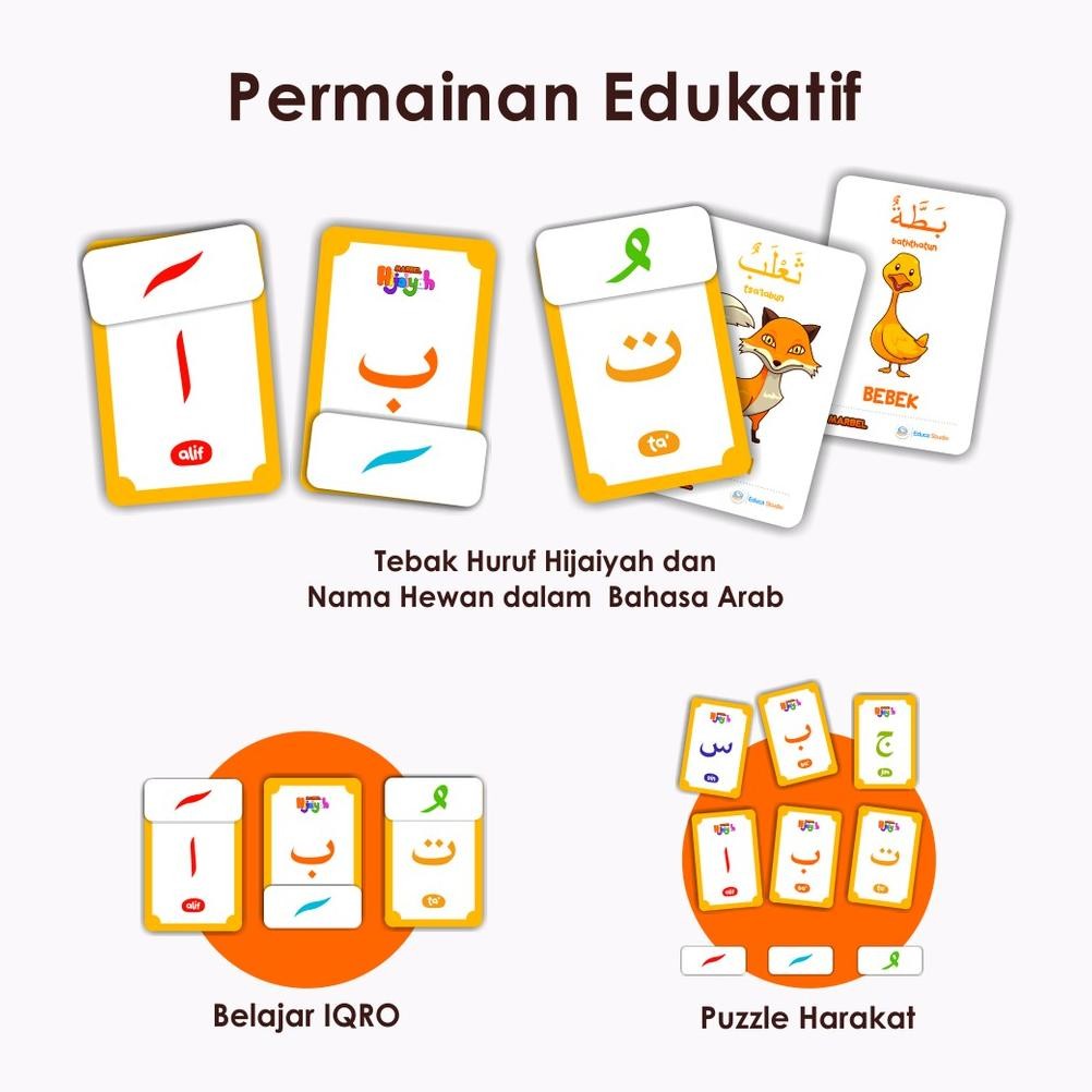 Super Murah Marbel Flashcard Hijaiyah + Nama Hewan Bahasa Arab - Kartu Bayi Pintar Murah