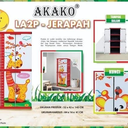 Lemari Pakaian Plastik Anak Karakter Akako Mini 4 susun Full Kunci