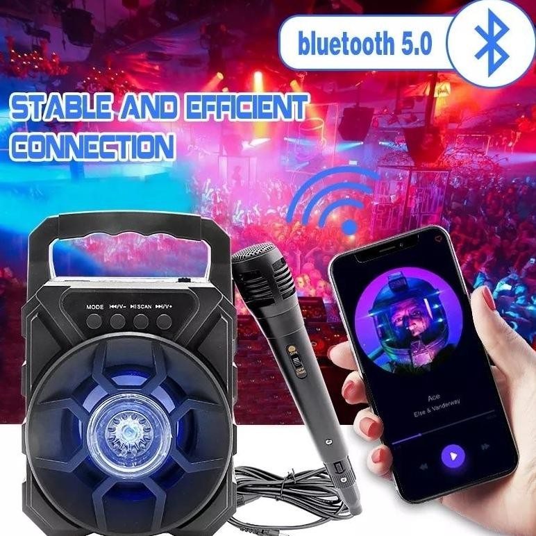 Up15 Speaker Bluetooth Karaoke Free Mic 3,5Inchi Salon Aktif Portable Radio Fm Mp3 Super Bass Speake