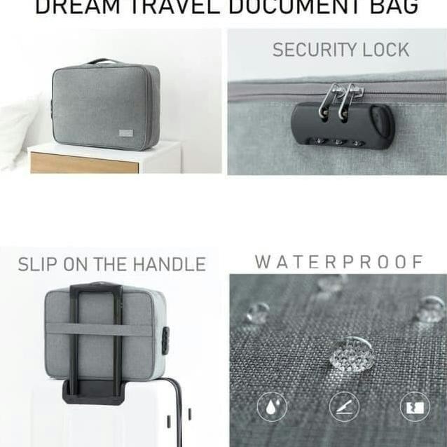 

RR_ DOCUMENT BAG DREAM TRAVEL WATERPROOF WITH SECURITY LOCK TAS DOKUMEN