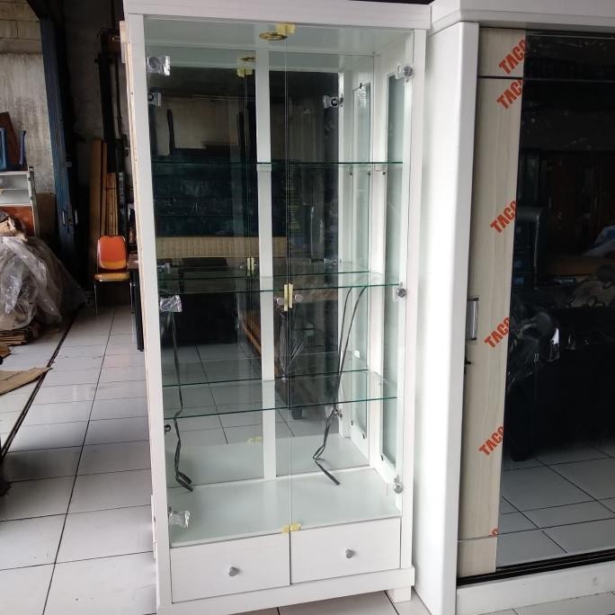 Lemari Pajangan / Lemari Hias / Lemari Kaca Minimalis Full Putih