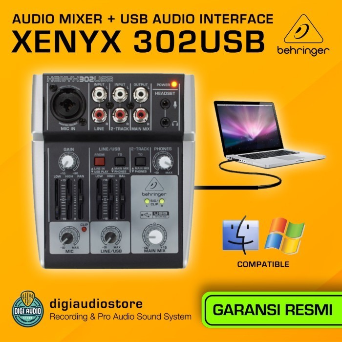Ready Stock Mini Mixer Behringer Xenyx 302Usb Soundcard Audio Interface / Iem Live