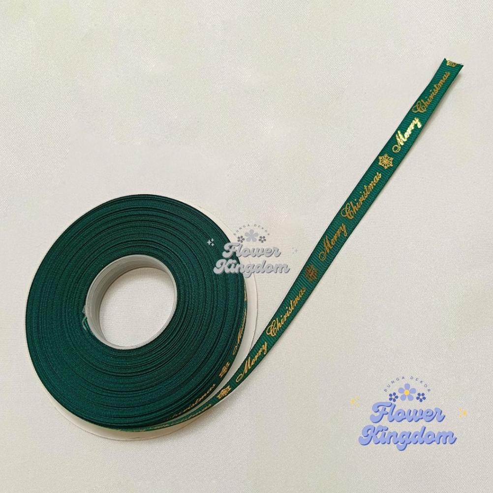 

JHY (1 Roll 22meter) Pita Natal Pita Satin Christmas Ribbon Gift Hampers Kado Dekorasi Natal Motif Merry Christmas