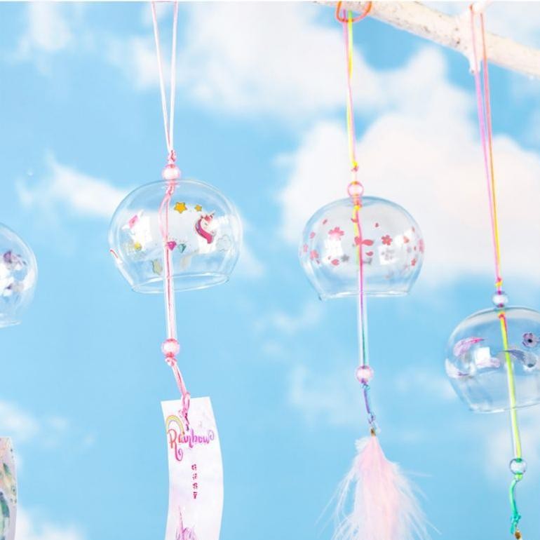 JHY Lonceng Angin Kaca Wind Bells Hiasan Untuk Hadiah Lonceng Angin Kaca Gantung Angin