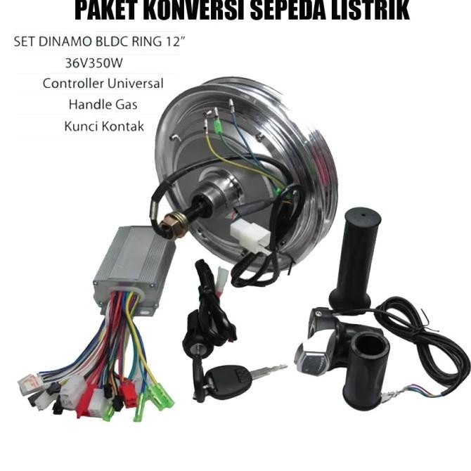 Paket Konversi Sepeda Listrik Dinamo Bldc 36V 350W Velg R12 Original