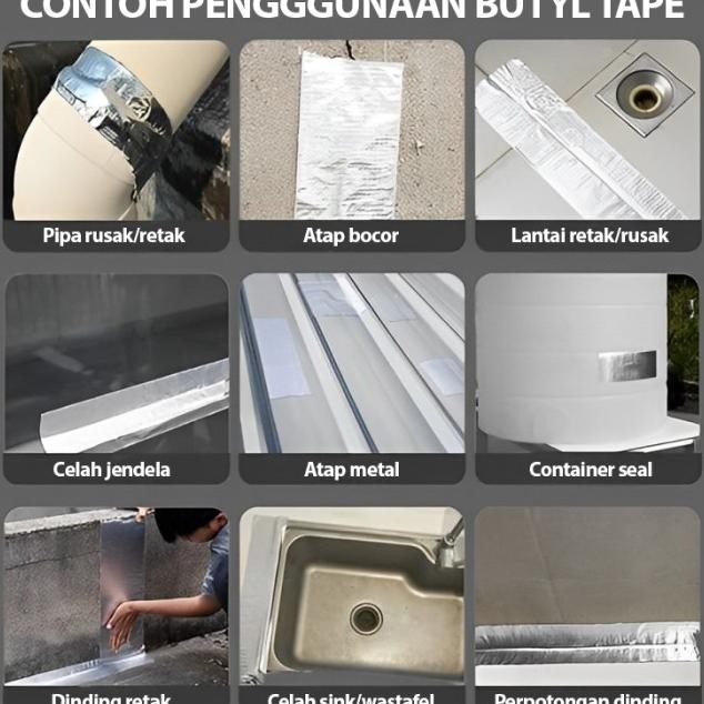 

Lakban Anti Bocor Lem Anti Air / Alumunium Foil Butyl Tape 10 Cm X 5 M
