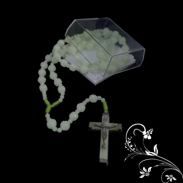 Azzatun - Rosario Fosfor 8 Mili/Kalung Rosario Katolik Asli/Souvenir Fosfor