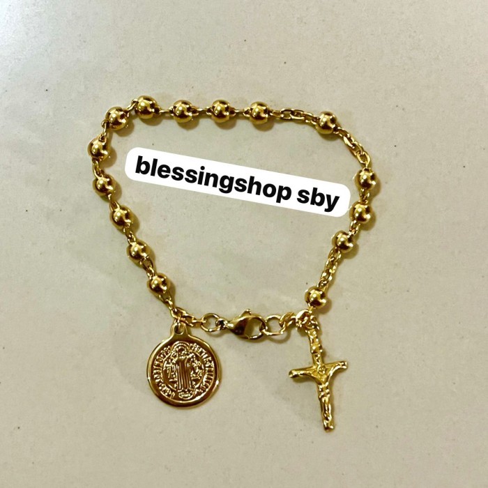 Azzatun - Gelang Rosario Medali Wasiat Titanium