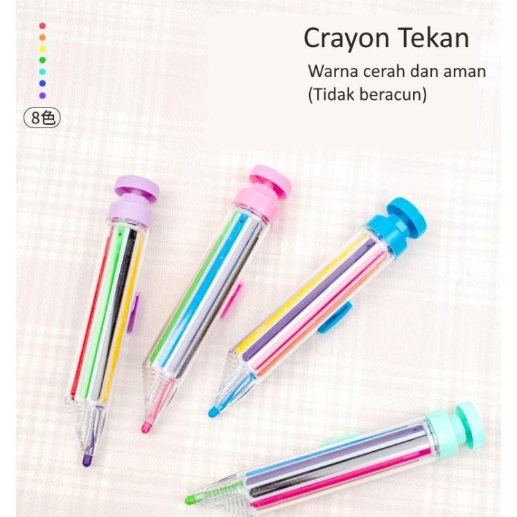 

Rotating Crayon 8 Warna Model Pena,Pensil Warna Color, Crayon Tekan. [G]