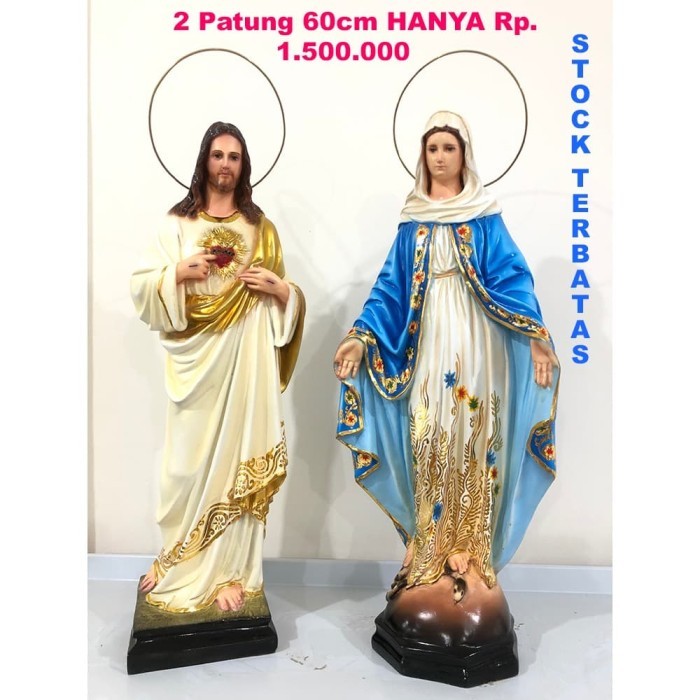 ___] Promo Patung Tuhan Yesus Hati Kudus Batik+Patung Bunda Maria BatikGold