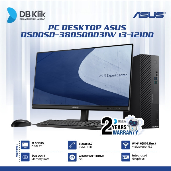 Asus Pc Desktop D500Sd-380500031W I3-12100 8G 512Gb Win11 + Led